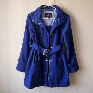 London Fog Trench Coat - Cobalt Blue Petite XS